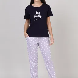 mackly Typography Printed Pure Cotton Night Suit-image-17