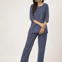 Divena Ethnic Motifs Printed Pure Cotton Night Suit-picture-32