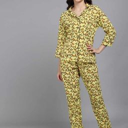 SEPHANI Women Yellow & Orange Printed Night suit-picture-16