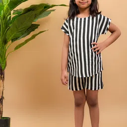 misbis Girls Black & White Striped Night suit-image-69