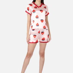 GRACIT Women Pink & Red Printed Night suit-image-47