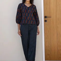 SANSKRUTIHOMES Printed Pure Cotton Night Suit-image-60