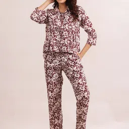 SANSKRUTIHOMES Printed Pure Cotton Night Suit-image-81