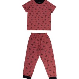 earth conscious Boys Brown & Black Printed Pure Cotton Night suit-picture-35