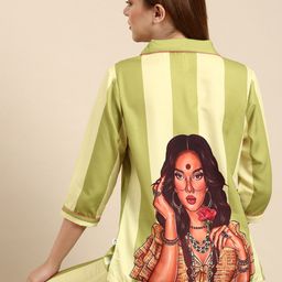 Bannos Swagger Green & Beige Striped Night Suit-image-68