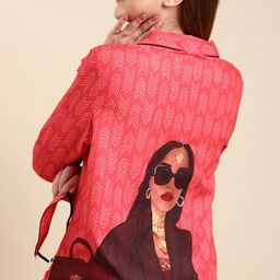 Bannos Swagger Red & White Geometric Printed Night Suit-16