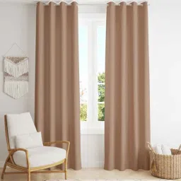 parda online Ivory Beige Polyster Solid 7ft Blackout Eyelet Window/Door (1 Pc)-picture-14