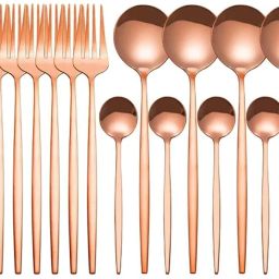 Rose Gold Stainless Steel Spoon Set for Upscale Dining Set of 6 (24Pcs) Stainless Steel Cutlery Set-image-44