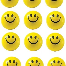 Stress Reliever Smiley Ball, Emoji Happy Smiley Face Squeeze Ball, Pack of 12 - 7 cm-38