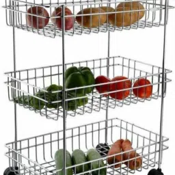 3 Layer Fruits & Vegetable Trolley Stainless Steel Kitchen Trolley-image-9