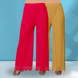 ecoundies Pack of 2 Women Straight Fit Multicolor Lycra Blend Trousers-picture-4