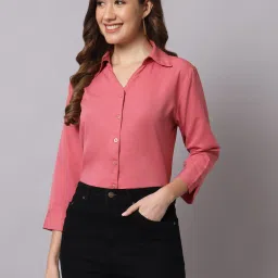Women Regular Fit Solid Spread Collar Casual Shirt-image-87