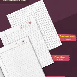 target publications 3 in 1 Notebooks |Single Line, Four Line & Maths Square|18x24cm| 58 GSM|Set of 6 Regular Notebook Ruled 172 Pages image 2