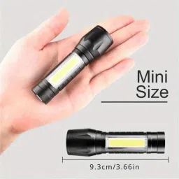 red-sunset Mini Rechargeable Battery Led 2in1 Flashlight USB Zoomable Powerful Camping 2 hrs Torch Emergency Light image 3