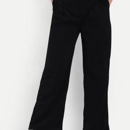 Women Loose Fit Black Lycra Blend Trousers-image-79