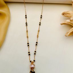 ABDESIGNS Gold-Plated American Diamond-Studded and Beaded Mangalsutra-image-96