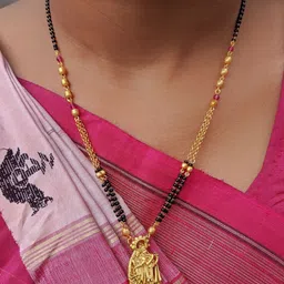Digital Dress Room Gold-Plated & Black Beaded Mangalsutra-51