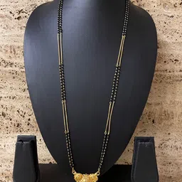Digital Dress Room Gold-Plated & Black Beaded Mangalsutra-36