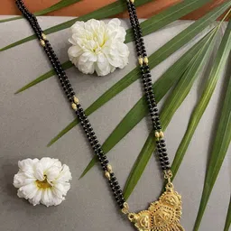 Digital Dress Room Gold-Plated & Black Beaded Mangalsutra-image-45