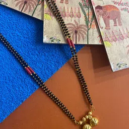 Digital Dress Room Gold-Plated Black Beaded Mangalsutra-4