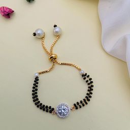 Anouk Gold-Plated Stone-Studded and Beaded Hand Mangalsutra-18