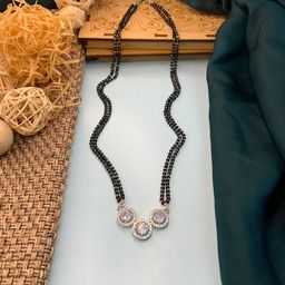 ABDESIGNS Silver-Plated Beaded & American Diamond Mangalsutra-37