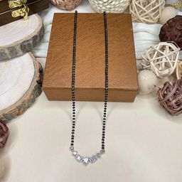 ABDESIGNS Silver-Plated American Diamond Studded & Beaded Mangalsutra-image-17