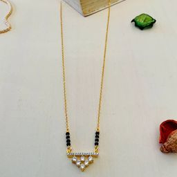ABDESIGNS Gold-Plated American Diamond Studded and Beaded Mangalsutra-16