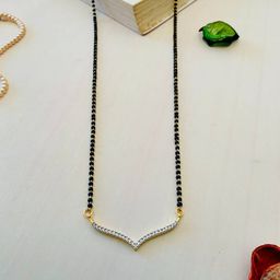 ABDESIGNS Gold-Plated American Diamond-Studded & Beaded Mangalsutra-image-18