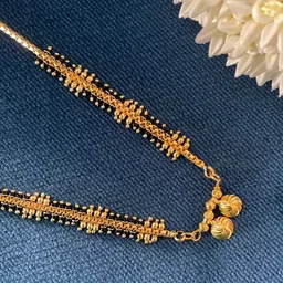 Digital Dress Room Gold-Plated & Black Beaded Vati Short Mangalsutra-image-70