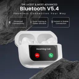 fitric Touch Screen Display Wireless Earbuds | Smart LED Display | 40H Playtime Bluetooth without Mic Headset image 3