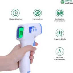 Sahyog Wellness 23062 Multi Function Non-Contact Forehead Infrared Thermometer with IR Sensor and Color Changing Display & 1 Digital Thermometer image 2