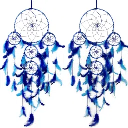5 Ring Blue Large Wall Hanging Combo Wool Dream Catcher-image-30