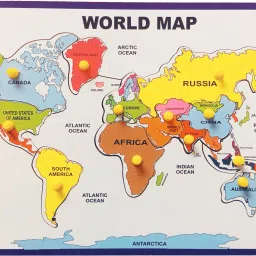Wooden World Map Puzzle Pre-School Learning Puzzles for Kids ( Pack of 1 Pc)-16