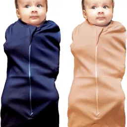 POD/Swaddle/Sleeping Bag/Sack for NewbornBaby 0-3 months PK 2 Dark Blue+Biscuit Sleeping Bag-image-78