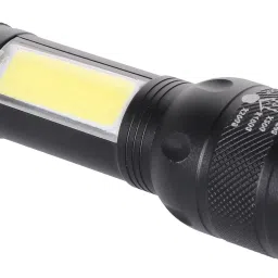 mz 012 (RECHARGEABLE LED METAL ZOOMABLE TORCH)3 Modes Flashlight Torch image 2