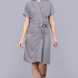 poorak Grey Free Size Bath Robe-picture-24