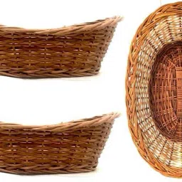 BOAT SHAPED PREMIUM CANE BASKET(PACK OF 3) Bamboo, Wooden Fruit & Vegetable Basket-23