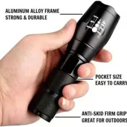 jazam Metal Body LED Torch Flashlight 5 Modes Adjustable Focus Rechargeable Torch Smart Bulb image 5