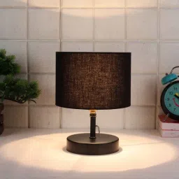 new era Classic Wooden Night Lamp with Cotton Shade (Black & Black)-picture-32