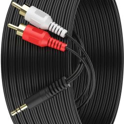 LQTON TV-out Cable 3.5mm stereo aux jack male to 2 RCA male cable compatible / smartphone/speaker-15