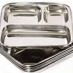 Stainles Steel 3 in-1 Pav Bhaji Plate|Plates for Restaurant|Partition Plates b9 Dinner Plate-8