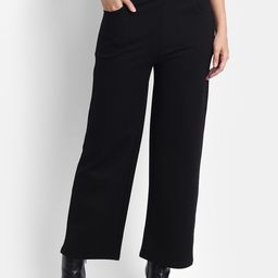 next one Women Loose Fit Black Lycra Blend Trousers-picture-1