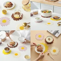 besillia Coasters Set - Non-Slip Coasters Made of Silicone Washable & Reusable Coaster for Kitchen, Dining Table, Office, In 2 Size,Brown Trivet image 4