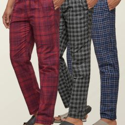 Pack of 3 Checkmate Intellieaze Combed Cotton Checks Men Pyjama-image-3