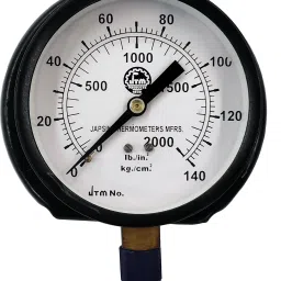 Dial Pressure Gauge 0-2000 PSI, MS Body Dia 4", Bottom Connection Brass 3/8" BSP Ring Gauge-image-2