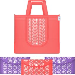 Pack of 4 Smile Foldable Grocery/Shopping Bags For Women | Red & Purple Grocery Bag-image-65