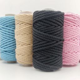 3 Ply/Twisted Macrame Cotton Cord/Dori(4mm,20 Mtr)Thread for Macrame Each Color.-image-2