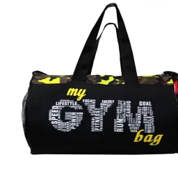 23 L Gym Duffel Bag - DB_Black/Yellow CAMOUFLAGE Pattern Multi-Purpose MY GYM BAG with Side Pocket - Yellow-image-71