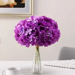 Hydrangea Silk Fake Heads for Decoration Wedding Home Party Room Decor(Purple,5) Purple Hydrangea Artificial Flower-18